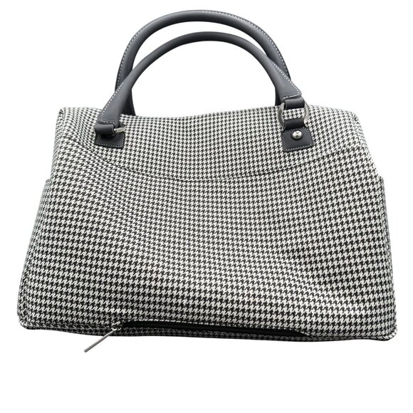 London Fog Oxford III 17" Cabin Bag Carry-On Travel Tote Black White Houndstooth - Picture 3 of 16